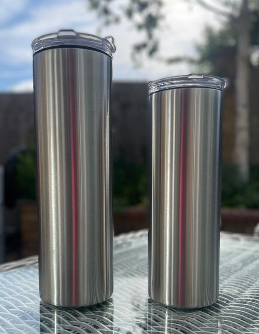 Stainless Steel - Skinny - Straight Tumbler - Twist Flip Lid